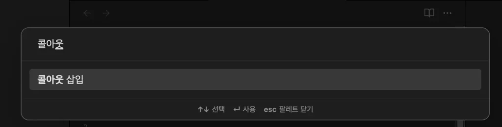 명령 팔레트 콜아웃 삽입